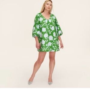 KATE SPADE x TARGET Classic Rose Poplin Long Sleeve Mini Dress Green Blue XL NWT